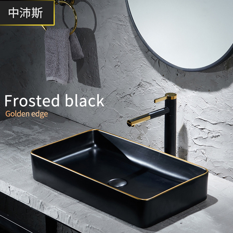 Black ceramic square table wash basin dressing room balcony simple household basin European art basin washbasin
