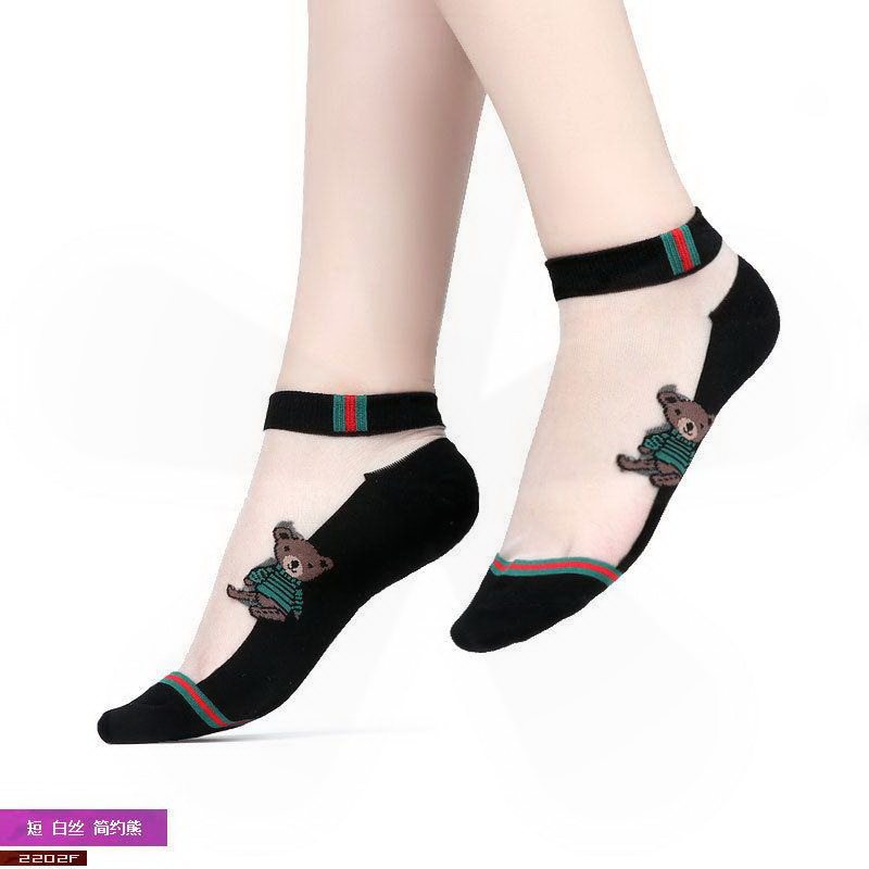 Silk Sox women's thin section anti-seduces crystal silk socks wear resistant summer invisible socks lady Korean version short socks shallow mouth cotton socks