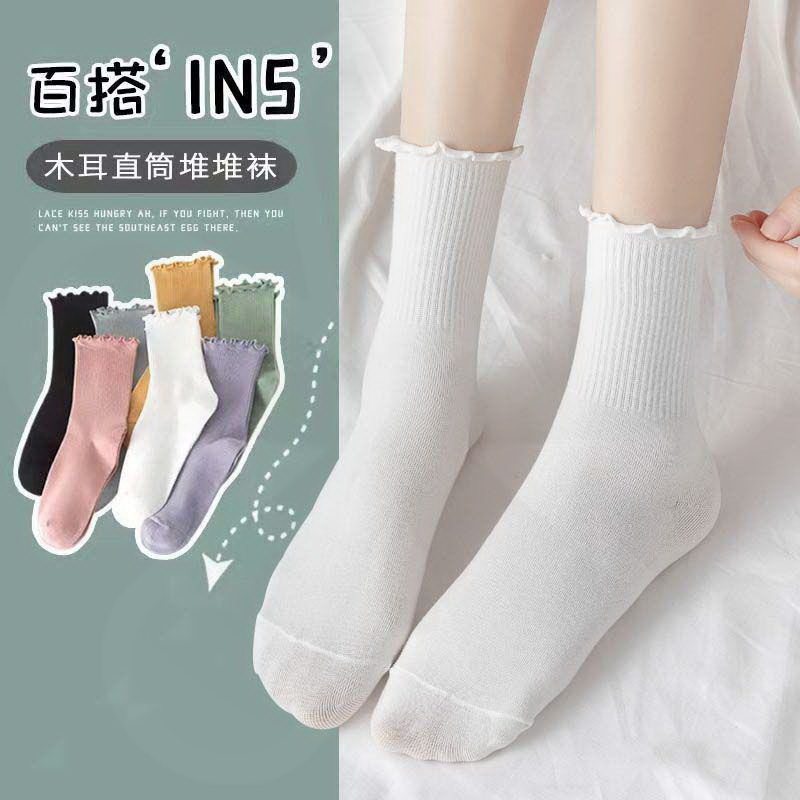 Agaric Side Socks Female Korean version of the Silo Socks Fall Day Ensemble Jk Long Barrel Lady Ins Tide 100 Hitch Socks Foam Socks
