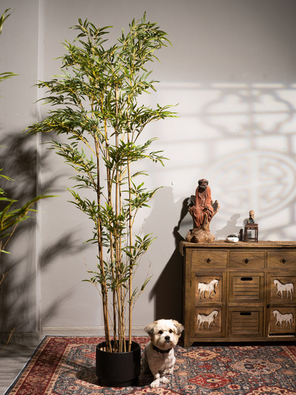 New Chinese-Style Artificial Bamboo Large Green Plant Potted Decoration for Living Room Indoor Fake Tree Landscaping Ornament Courtyard Partition