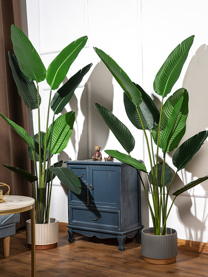 Artificial Green Plant Traveler's Banana Plant Bird of Paradise Fake Tree Indoor Living Room Potted Large Plant Floor-Standing Decorative Ornament