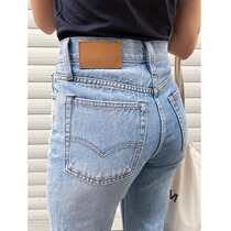 Pear-shaped Stature Pants Large Size High Waist Light Blue Straight Drum Jeans Woman Fat Younger Sister Mm Elastic Exo Slim 90% Pants