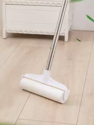 Sticky hair drum wheel brush type reel toilet paper large long handle household floor sticky dust stained hair suction cleaning hair artifact