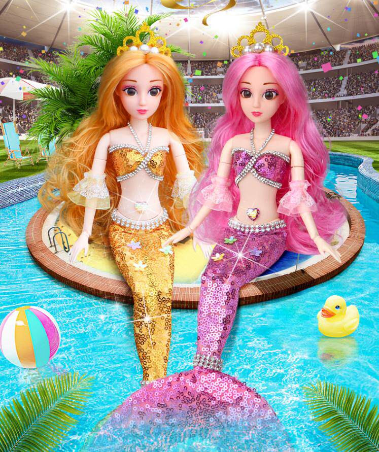 Mermaid Doll Mermaid Princess Barbie Large Toy Collector's Edition Small Baby with Musical Girls