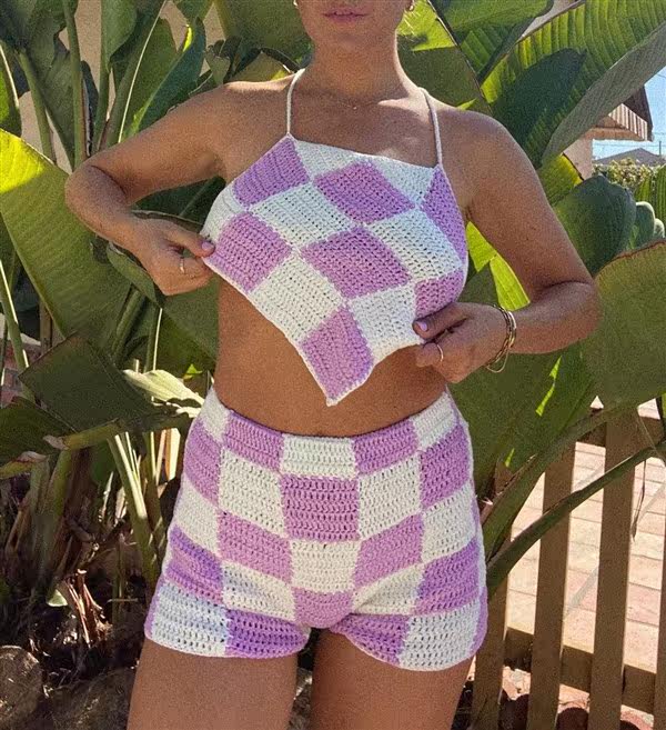 Стильные костюмы 2022 women's new halter vest bag hip knitted pants suit