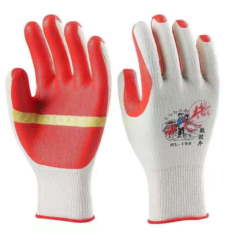 Spot film glove rubber patch thickness anti-cutting wear resistant and anti-slip building site labor gloves