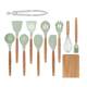 Utensilios de cocina de silicona, juego de 12 piezas, mango de madera, cuchara de cocina, pala, utensilios de cocina de madera, cubo, utensilios de cocina, espátula para verduras, juego de cucharas para sopa
