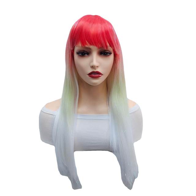 ຜູ້ຜະລິດ Cos wig ແມ່ຍິງຜົມຍາວຊື່ wig head cover with bangs gradient wig cover party head cover customization