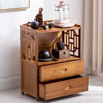 Tea cabinet shelf new Chinese style small simple modern solid wood display home living room tea cabinet tea storage cabinet