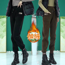 New European velvet thickened sweatpants for women autumn and winter 2024 slim casual loose corduroy harem sweatpants