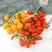 Simulation of small tomatoes fake holy female fruit string small tomato vegetable model kitchen shop window decoration for drawing fruit props