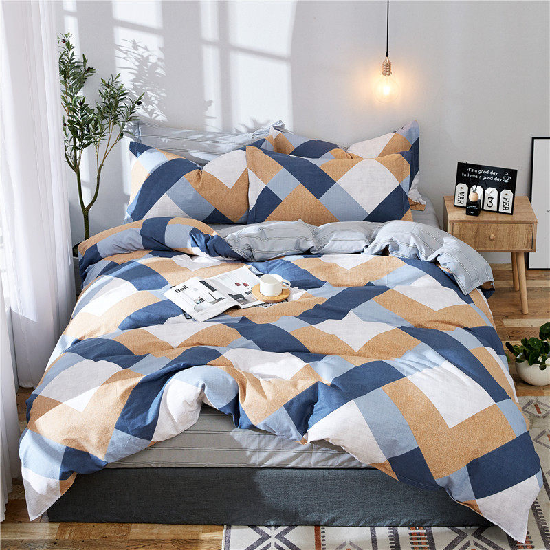 College style apartment business neutral cotton cotton four-piece simple bedding student quilt cover bunk