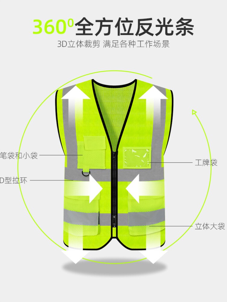 Vehicular traffic reflective vest Automotive annual inspection policing Construction Safety protective clothing Driver Fluorescent Coat waistcoat