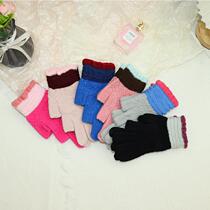 Gloves womens winter warm thickened knitted wool gloves mens touch screen student writing half-finger exposed two-finger gloves