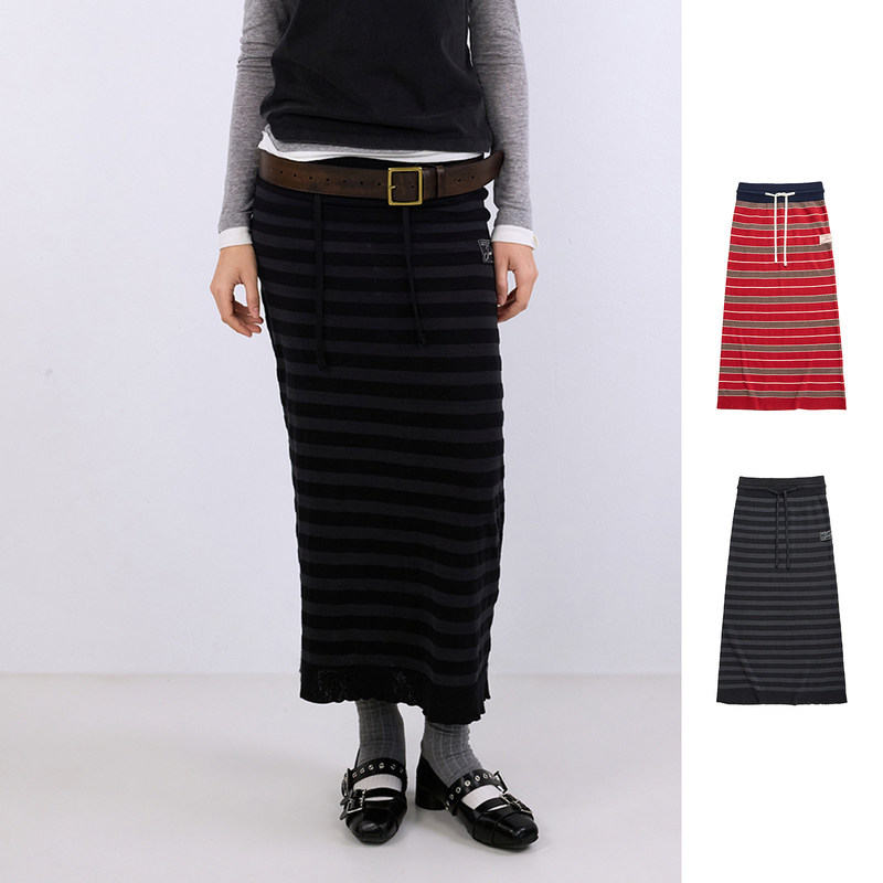 [New Product] Vvnk Designer Brand Striped Knitted High-Waisted Skirt Gogobuyer Buyer Store