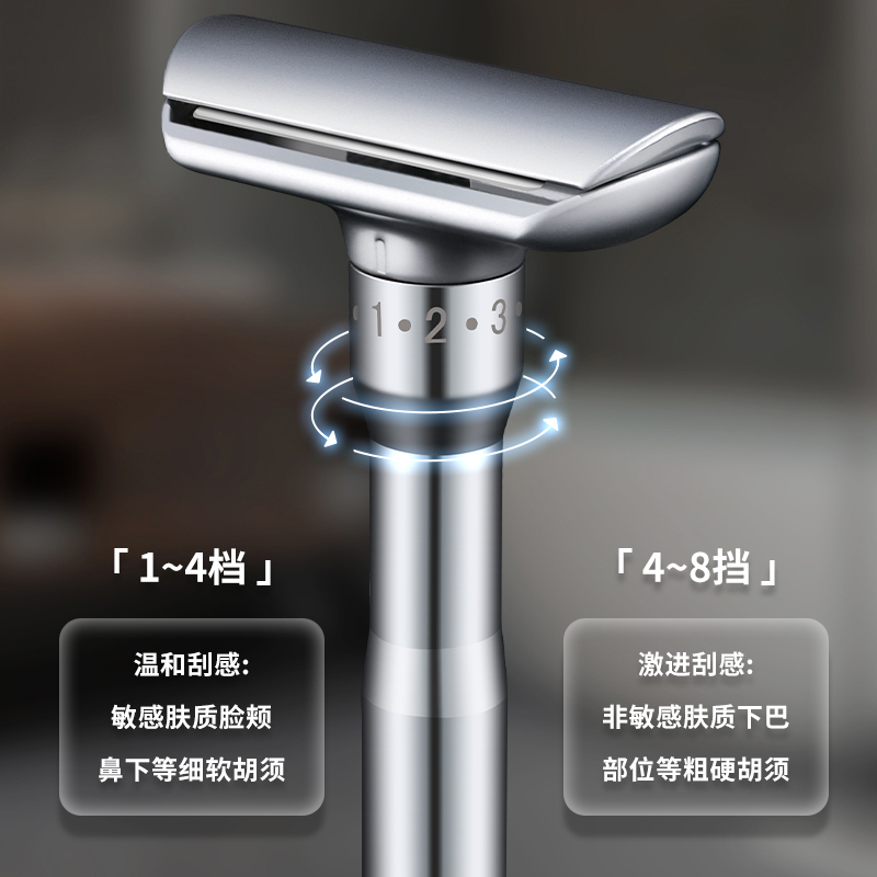 Chaoke Razor Men's Manual Razor Stainless Steel Double-Sided Blade Old-Fashioned Razor Holder Shaving Razor