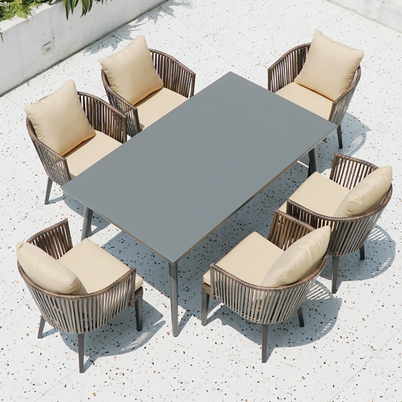 Outdoor table and chairs outdoor swing rattan chair balcony leisure chair courtyard open-air garden Nordic rattan table and chair umbrella three-piece set