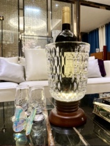 Crystal ice bucket LED glowing light luxury transparent glass vase ice bucket KTV bar wine champagne iced ice bucket