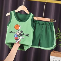 Boy Thai boy vest suit Summer new childrens clothing sport sleeveless baby shorts foreign air Two sets of small children