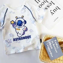 Tong Tai 100% pure cotton male and female baby boy 2022 Xia new Han version Heavy work cartoon Cartoon Short Sleeve T-shirt