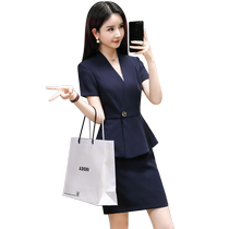 High-end Career Suit Womens Summer Short Sleeve Suit Jacket Workwear Temperament Beauty Salon Hotel Front Office Work Dress