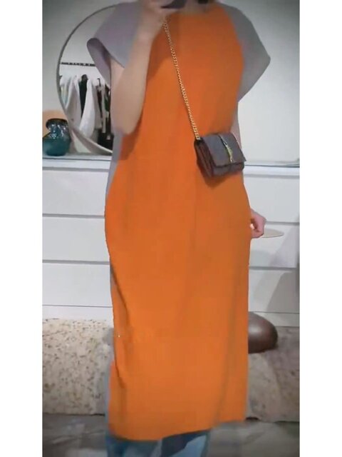 European-Style Design, Niche Patchwork, Slimming, Loose-Fitting, Covering the Body, Color-Blocking, 2025 Summer Retro Dress, Unique