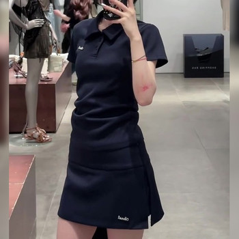 Super Nice-Looking New Summer Casual Sports Style High-End Elegant Polo Collar Short-Sleeved T-Shirt and Skirt Suit