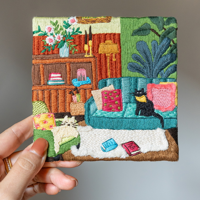新製品蔡彩王オリジナル「クララの猫」刺繍イラスト素材パッケージ手作りギフトシーン刺繍