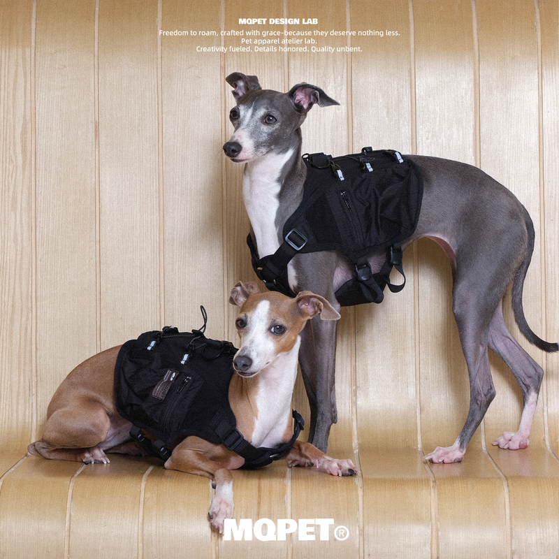 Mqpet Furry Party Dog Harness Vest Functional Outdoor Adjustable for Small Greyhound Schnauzer Whippet
