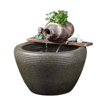 Large ceramic flowing water fountain fish tank clay pot water circulation landscaping ancient fish tank living room balcony floor-standing large water tank