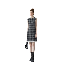 (Chinese style wardrobe) puretea tea black and white elastic yarn-dyed plaid dress womens sleeveless 2024 summer new style