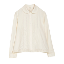 puretea tea satin flower ribbon shirt womens Peter Pan doll collar stitching fungus edge 2023 summer new style