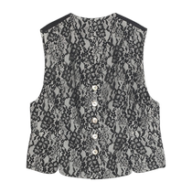 (Same style in the mall) puretea tea-colliding material lace embroidered waistcoat womens V-neck shell buckle 2024 summer new style