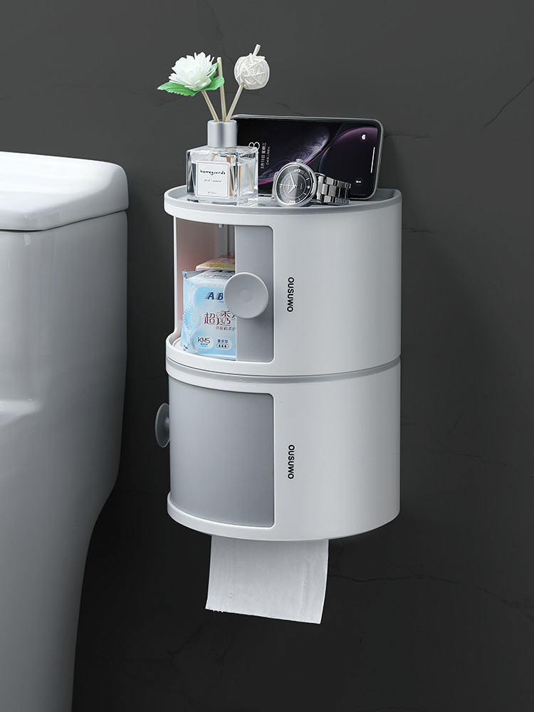Toilet Paper Towel Box Dressing Room Home Containing Rolls Toilet Paper Racks Free of perforated wall-mounted shelves Multi-functional laminated waterproof