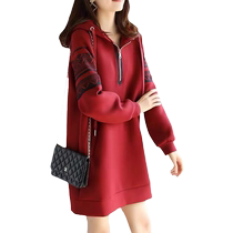 Foreign trade first-line brand counters withdraw womens high-quality hooded sweatshirt autumn and winter embroidered casual dress