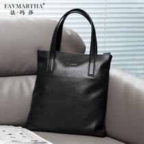 Genuine leather mens bag briefcase large capacity simple full leather first layer cowhide mens bag vertical handbag business trend