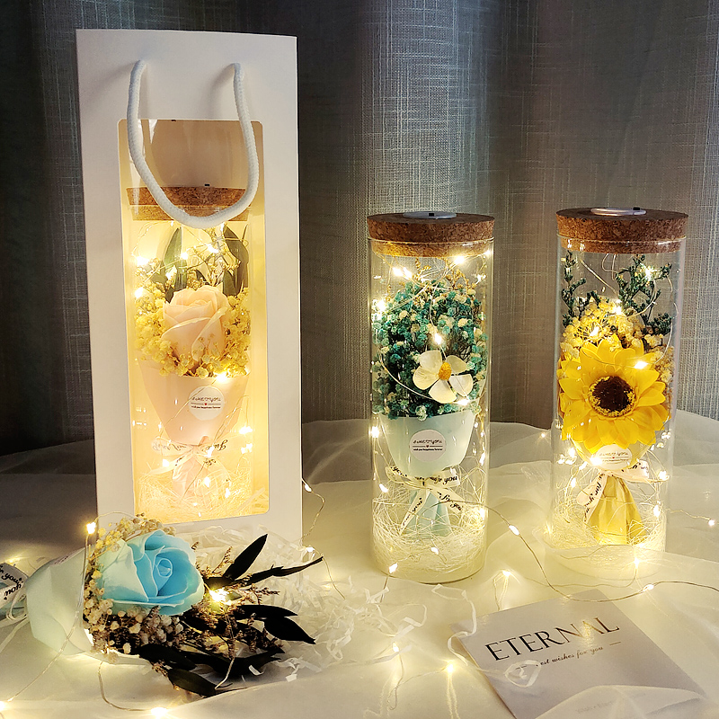 Gypsophila gift bag high-grade dry flower bouquet to mother with lamp wedding gift to send newcomer forever flower birthday