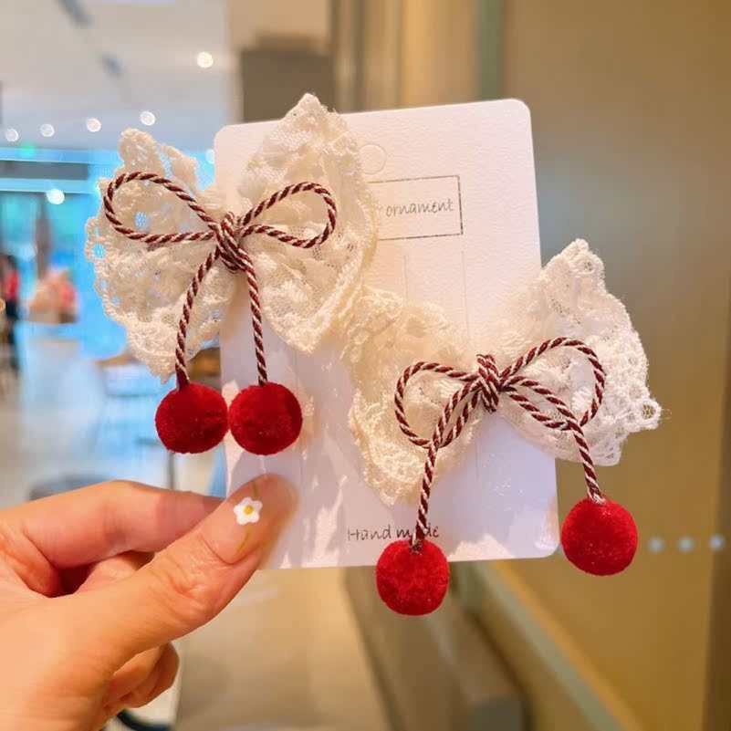 images 0:Female treasure headdress 2022 new daily line children lace butterfly hairpin hair pin hair jewelry girl cute pairspack card