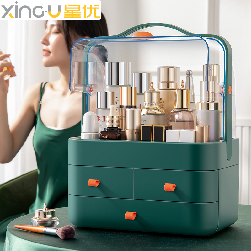 Cosmetics containing desktop dust-proof lipstick Red Makeup Brush Finishing Box Makeup Bench Skin-care Products Mask Shelve