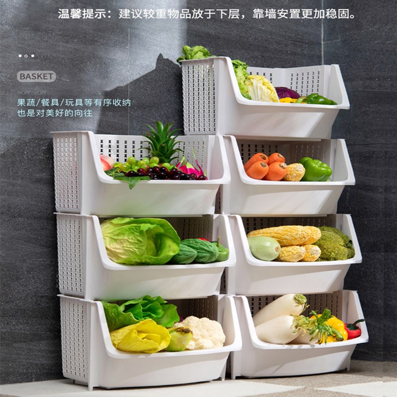 kitchen shelf landing multilayer vegetables storage shelf desktop balcony living room home storage basket storage baskets