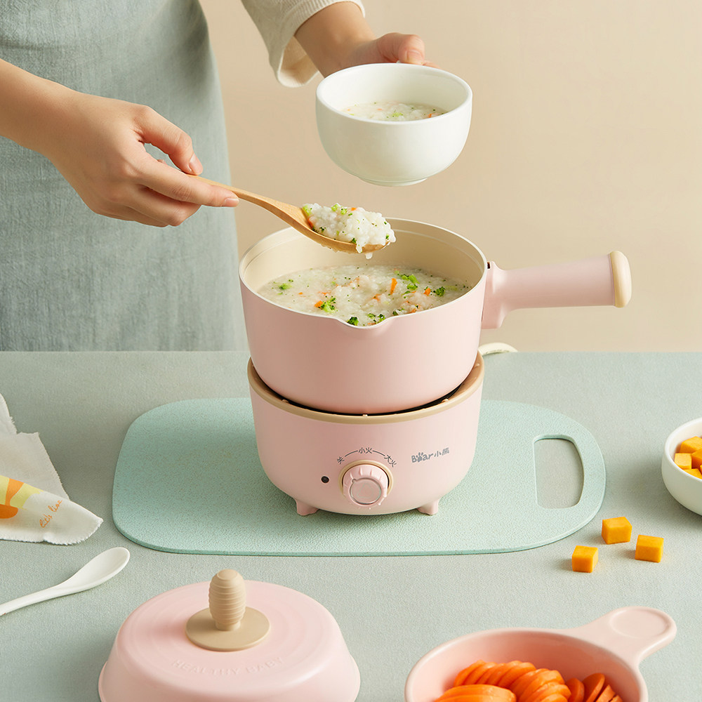 Bear electric hot pot Multi-function round pot split small portable non-stick baby food baby cooking pot