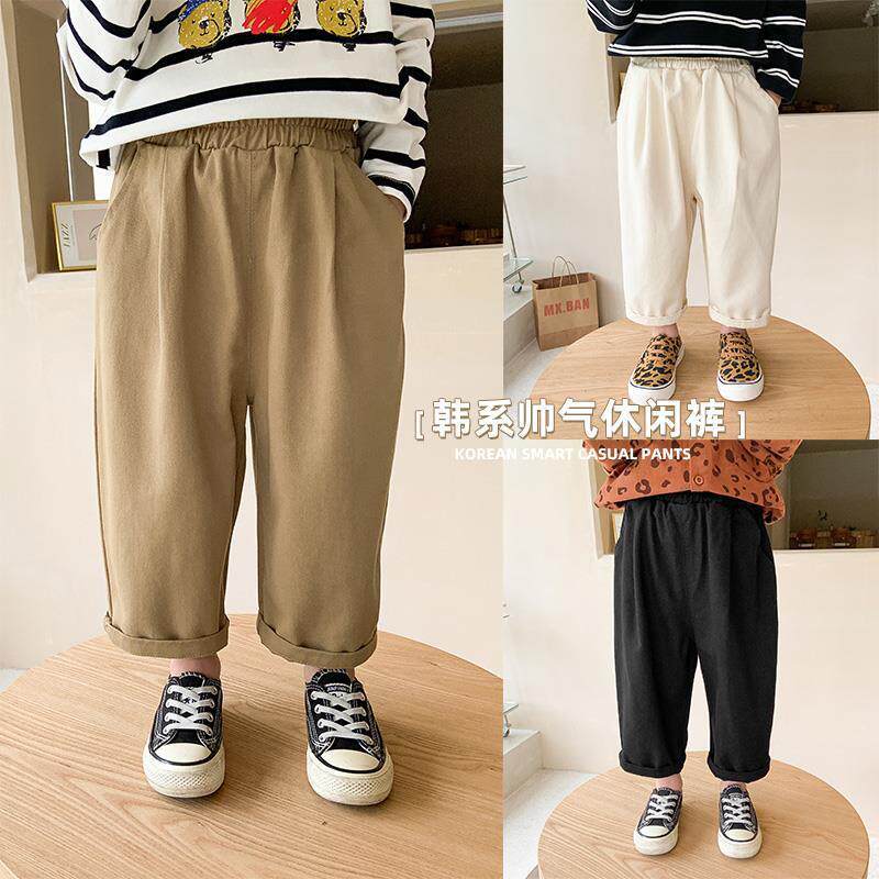Boys' casual pants loose cotton 2021 spring and autumn new Korean version of the trendy children's foreign style trousers baby straight pants