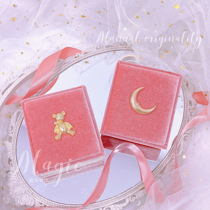 Velvet Bear Moon High-quality Streamer Pink Jewelry Box Bracelet Pendant Gift Packing Gift Box