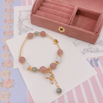 Sixth Star original design handmade DIY pink crystal gray moonlight bracelet for girlfriends and sisters with the same gift