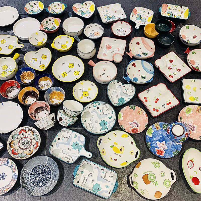 Ceramic Blind Box Cutlery Noodle Bowl Home Rice Bowls Day Style Dinner Plate Bowls Dish Cups Creative Wish Boxes