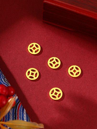 【实时金】足金au9999招财钱币2g水贝黄金珠宝金钱币块送礼物