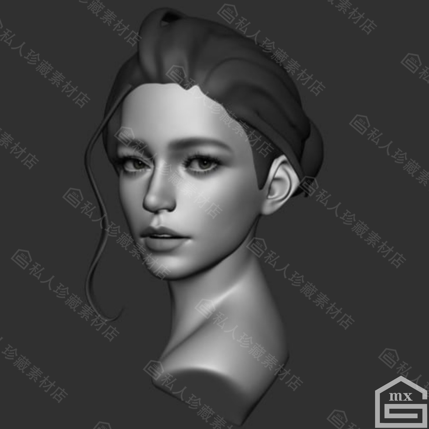 zbrush韩风女性角色高模头像3d模型zb素模美型脸部雕刻真香！_游戏周边_淘宝游戏网, image size:1440x1440