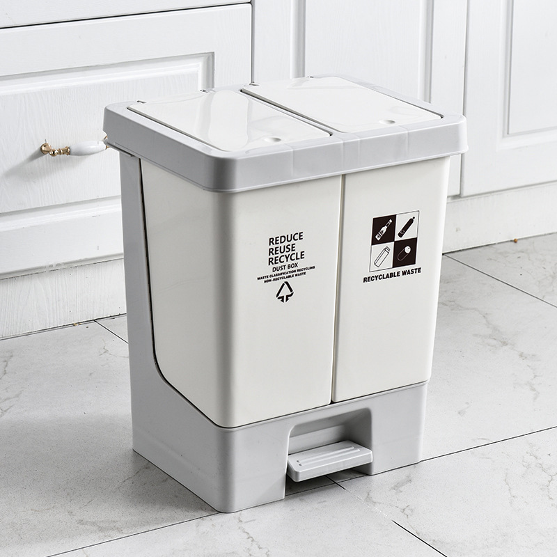 Household Kitchen Trash Can with Dry and Wet Separation, Special for Garbage Sorting, Foot-Operated, Large Capacity, Thickened, with Lid, Movable Household Kitchen Trash Can with Dry and Wet Separation, Special for Garbage Sorting, Foot-Operated, Large Capacity, Thickened, with Lid, Movable