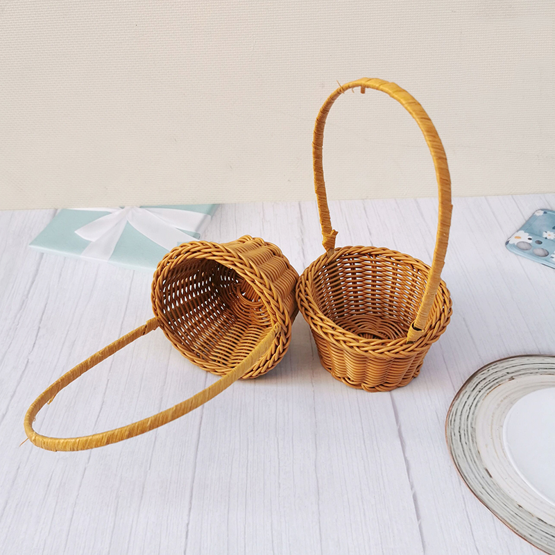 Mini small basket real rattan hand-woven flower basket decoration children's Easter diy basket rattan storage oval
