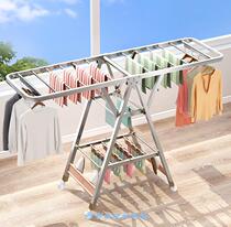 Stainless embroidered steel cold drying rack rod floor-to-ceiling folding indoor bedroom balcony multi-function shrinkage drying quilt